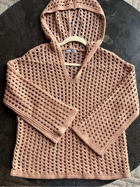 Magnolia Boutique Open-Knit Hooded Sweater - Size Medium/Large